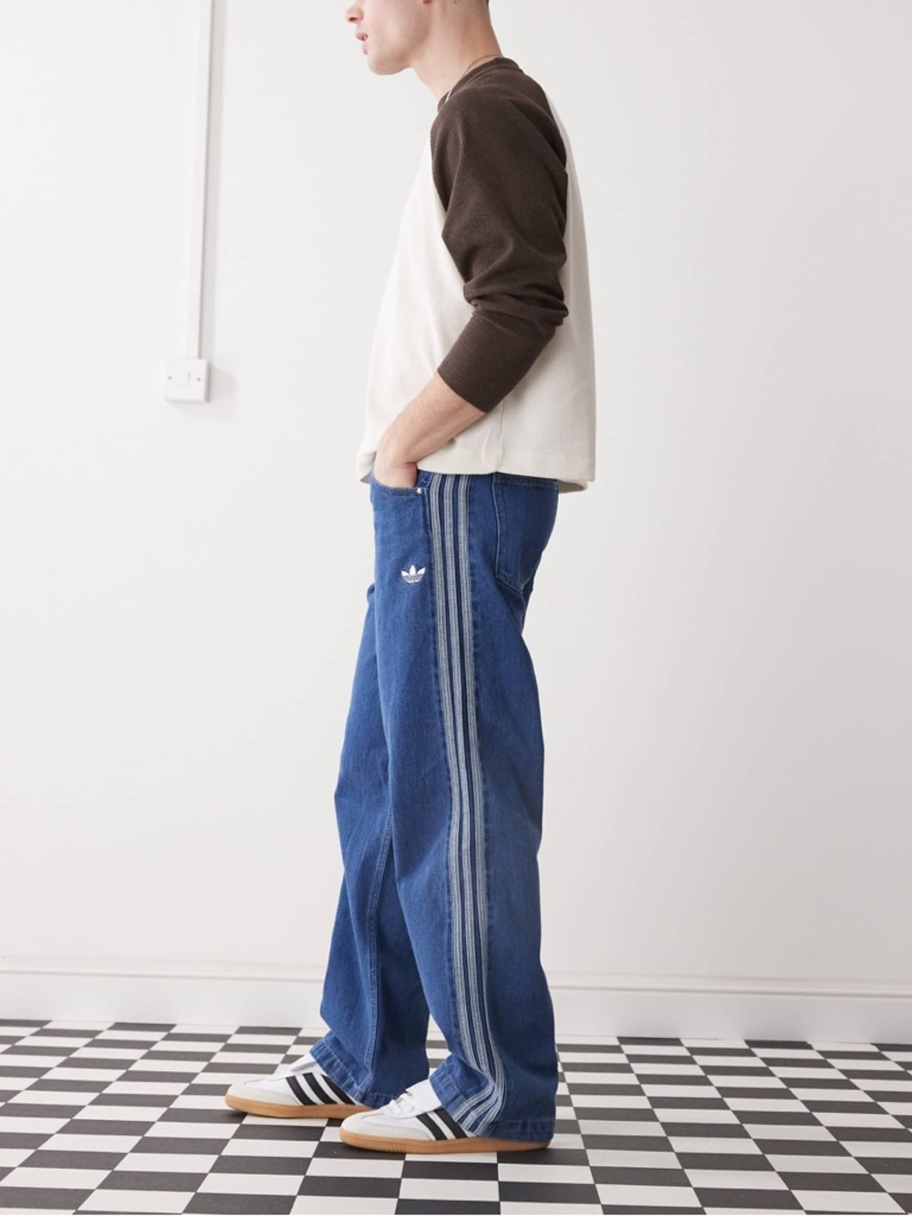 adidas Adicolor Firebird Pants Medium Blue Denim Size 34 - Picture 2 of 16